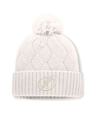 Women's Cream Tampa Bay Lightning Level Up Cuffed Knit Hat with Pom