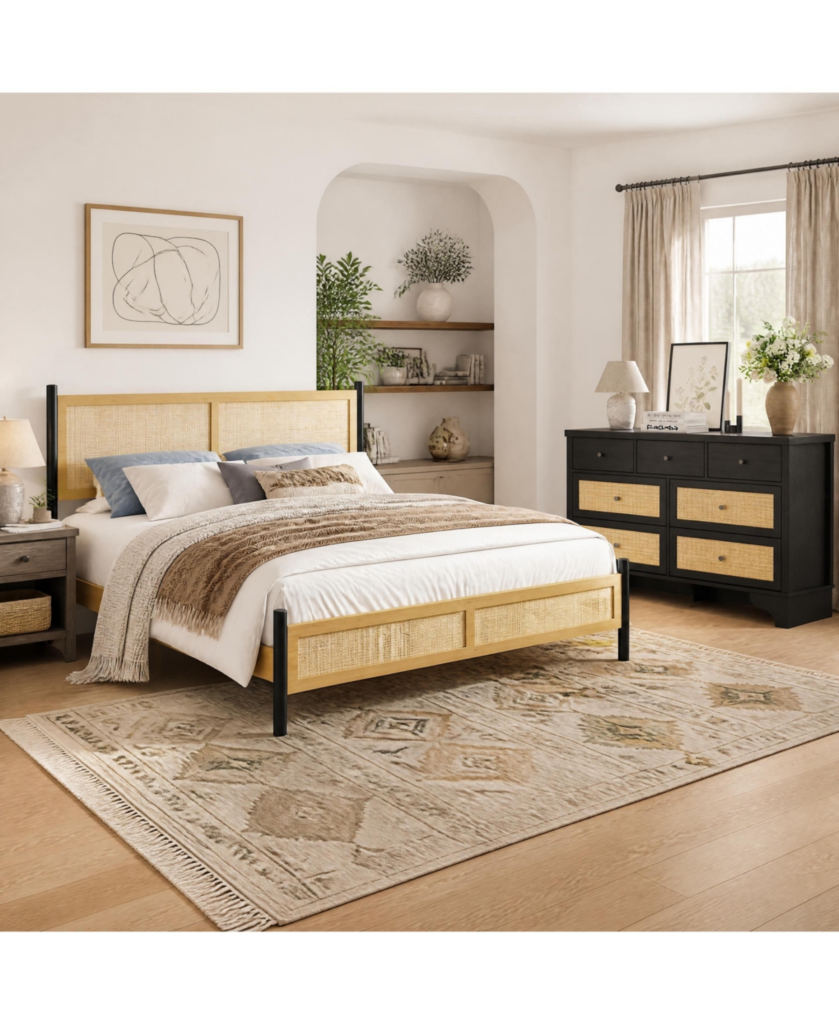 Gaomon Boho Rattan Bedroom Set