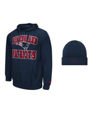 Men's  Navy New England Patriots Hoodie and Cuffed Knit Hat Combo Pack