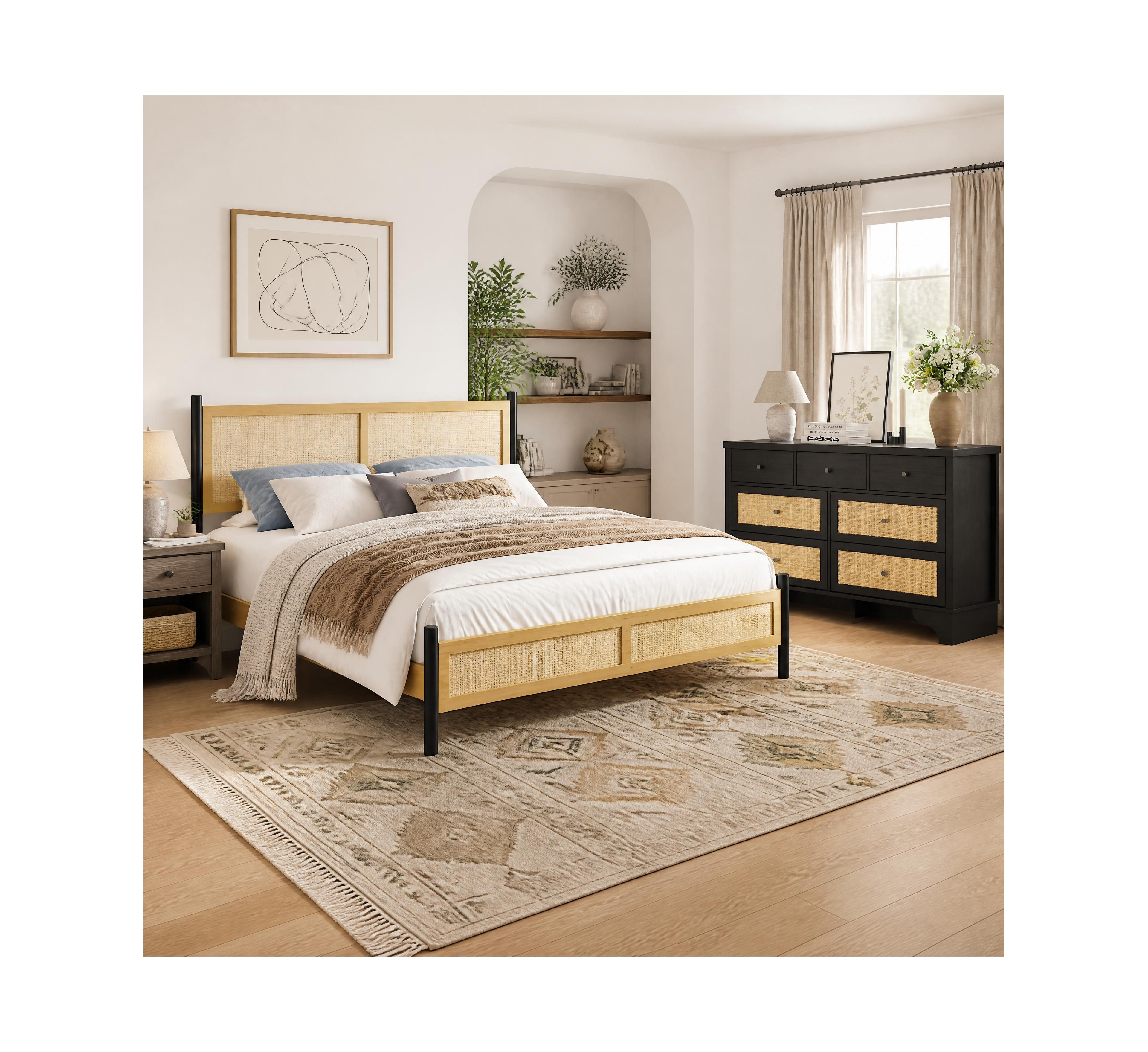 Gaomon Boho Rattan Bedroom Set