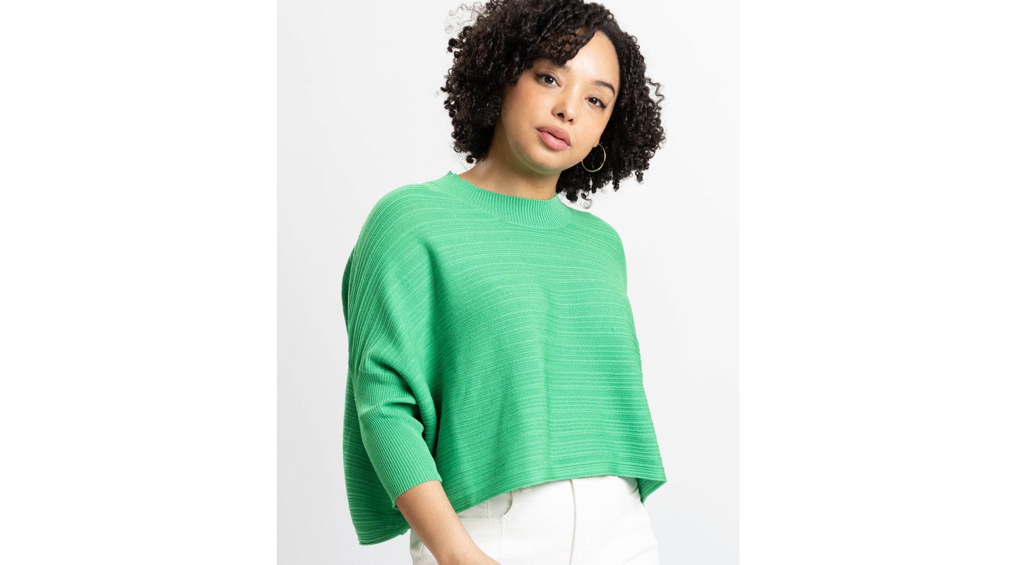 Женский свитер Caldwell Collection Brooklyn Lightweight Textured Cropped, цвет: Изумрудный зелёный — фото 6