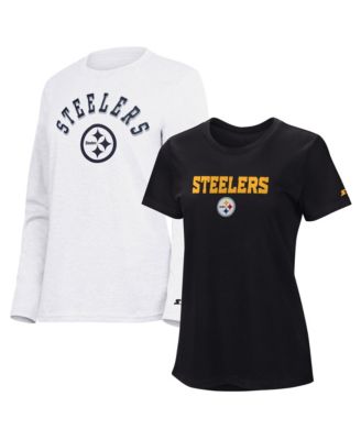Women's  Black/Ash Pittsburgh Steelers Short Sleeve & Long Sleeve T-Shirt Combo Pack