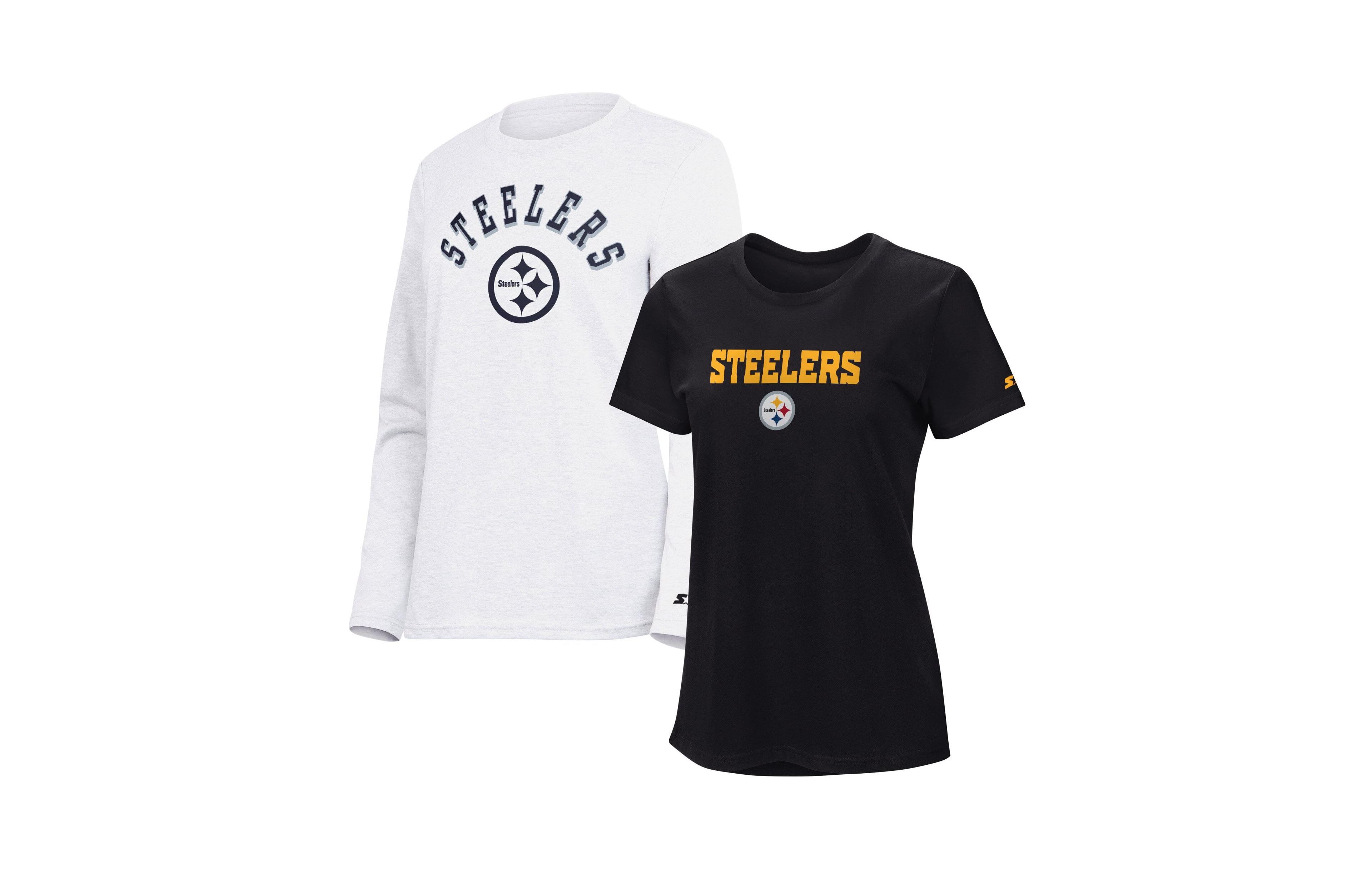 Starter Women's Pittsburgh Steelers Crew Neck Short-Sleeve and Long-Sleeve T-Shirt, 2-Piece Set