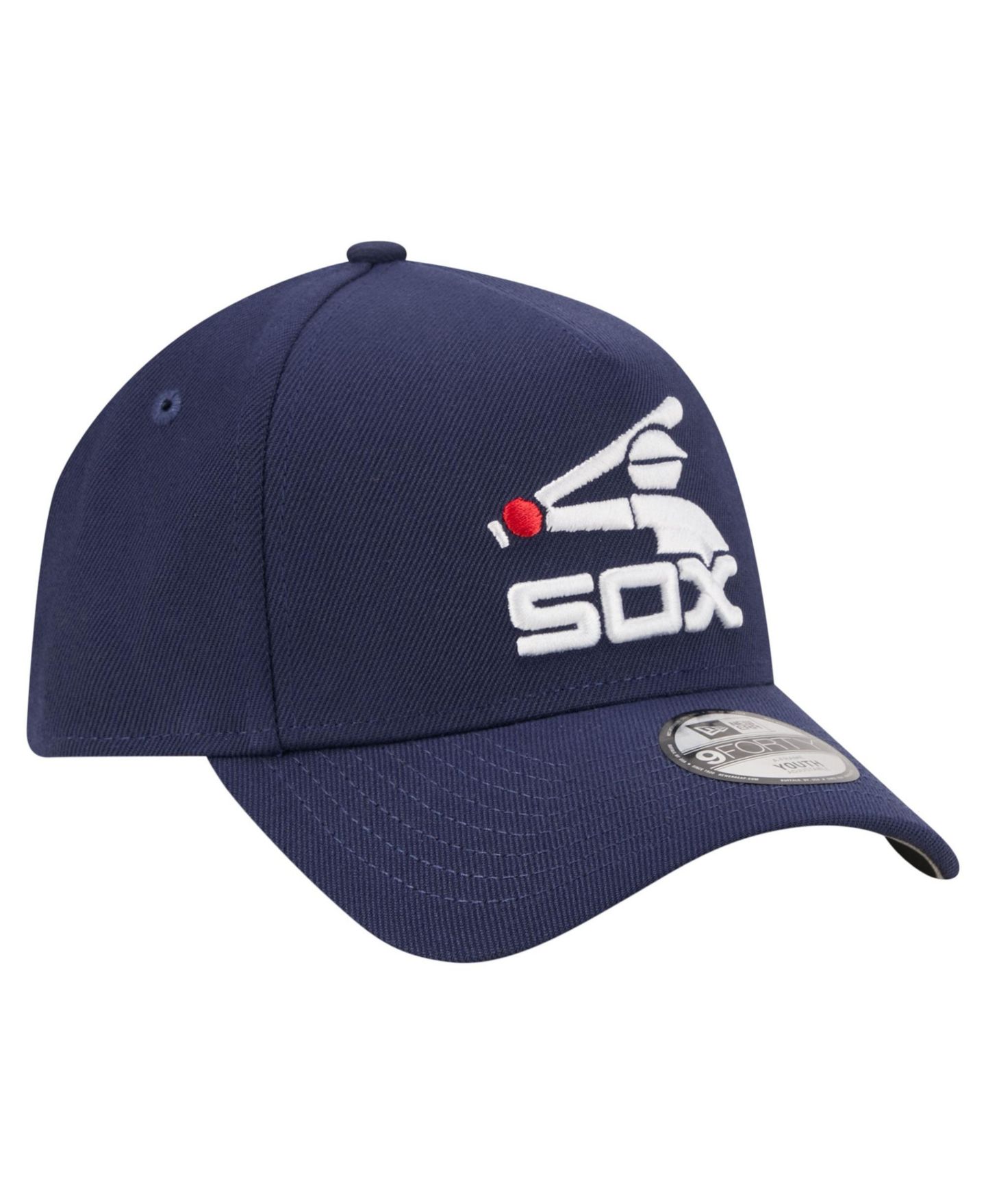 Детская кепка New Era Navy Chicago White Sox Cooperstown Logo 9FORTY A-Frame Adjustable Hat — фото 3