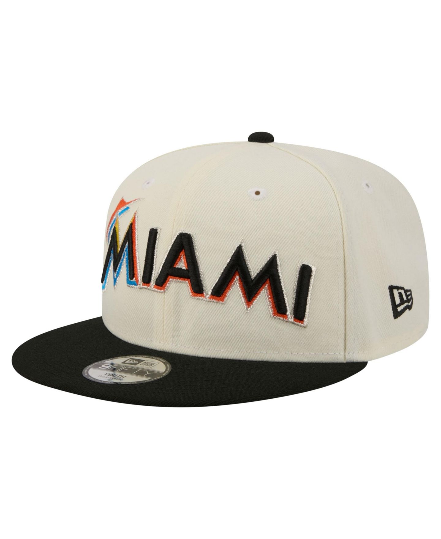 Детская кепка New Era White Miami Marlins Two-Tone 9FIFTY Snapback Hat — фото 3