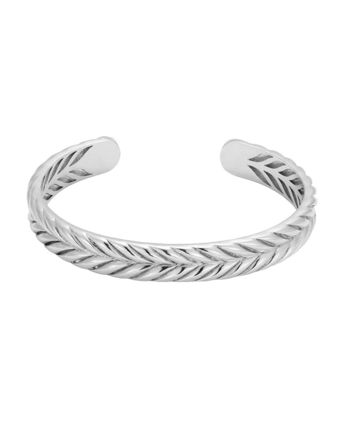 Adornia Men's Silver-Tone Leaf Cuff Bracelet