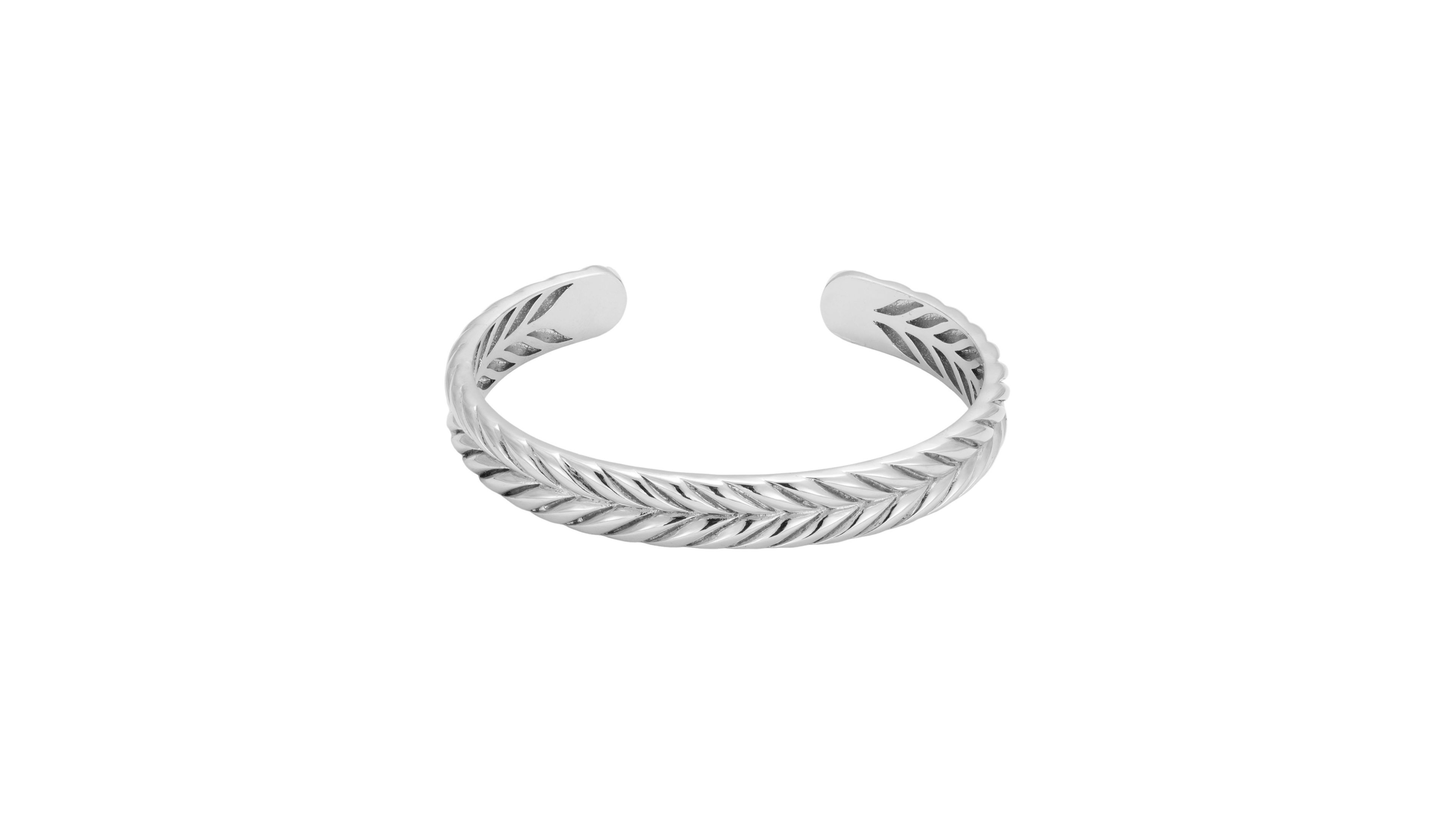 Adornia Men's Silver-Tone Leaf Cuff Bracelet