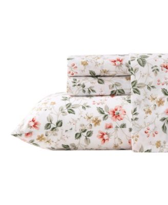 Meadow Floral Cotton Flannel 4-Piece Sheet Set, King