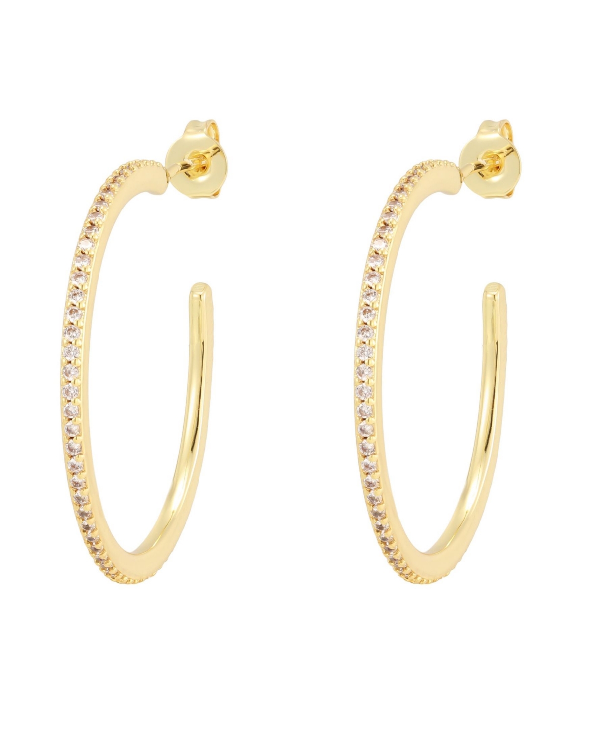 Adornia Cubic Zirconia Gold-Tone Thin Pave Medium Hoop Earrings