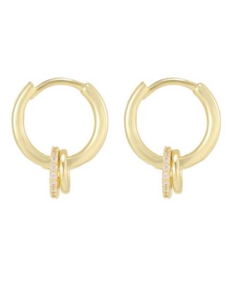 Small Cubic Zirconia Gold-Tone Hoop Earrings