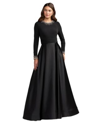 Women's Embellished Long-Sleeve Ball Gown