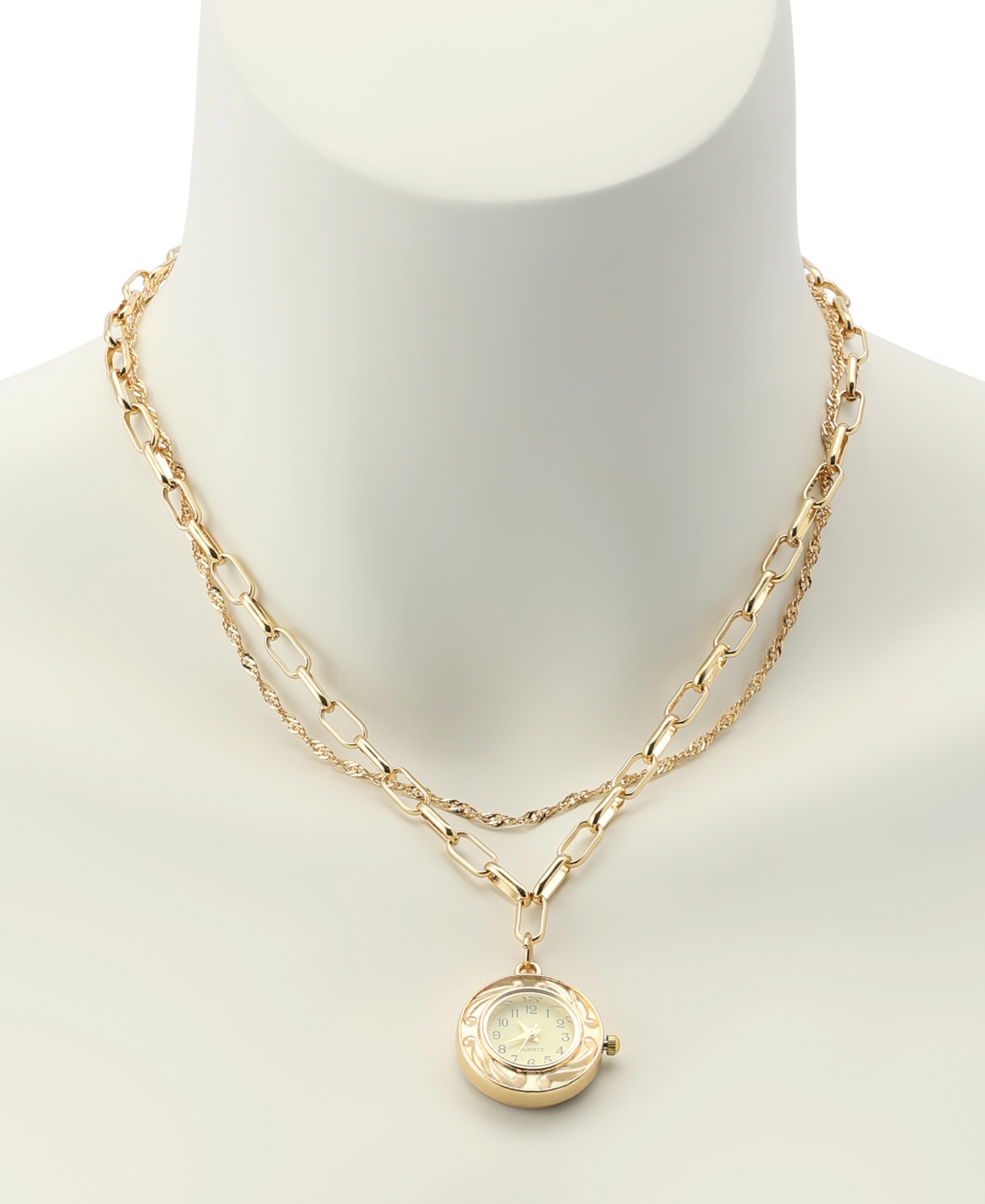 Steve Madden Cubic Zirconia Gold-Tone Paperclip Chain Layered Necklace