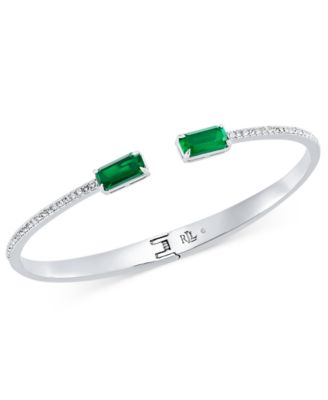 Silver-Tone Crystal Baguette Cuff Bracelet
