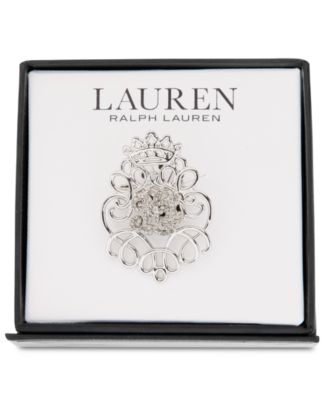 Silver Tone Boxed Crystal LRL Scroll Pin