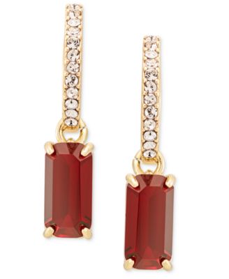 Silver-Tone Crystal 14MM Hoop Drop Earrings