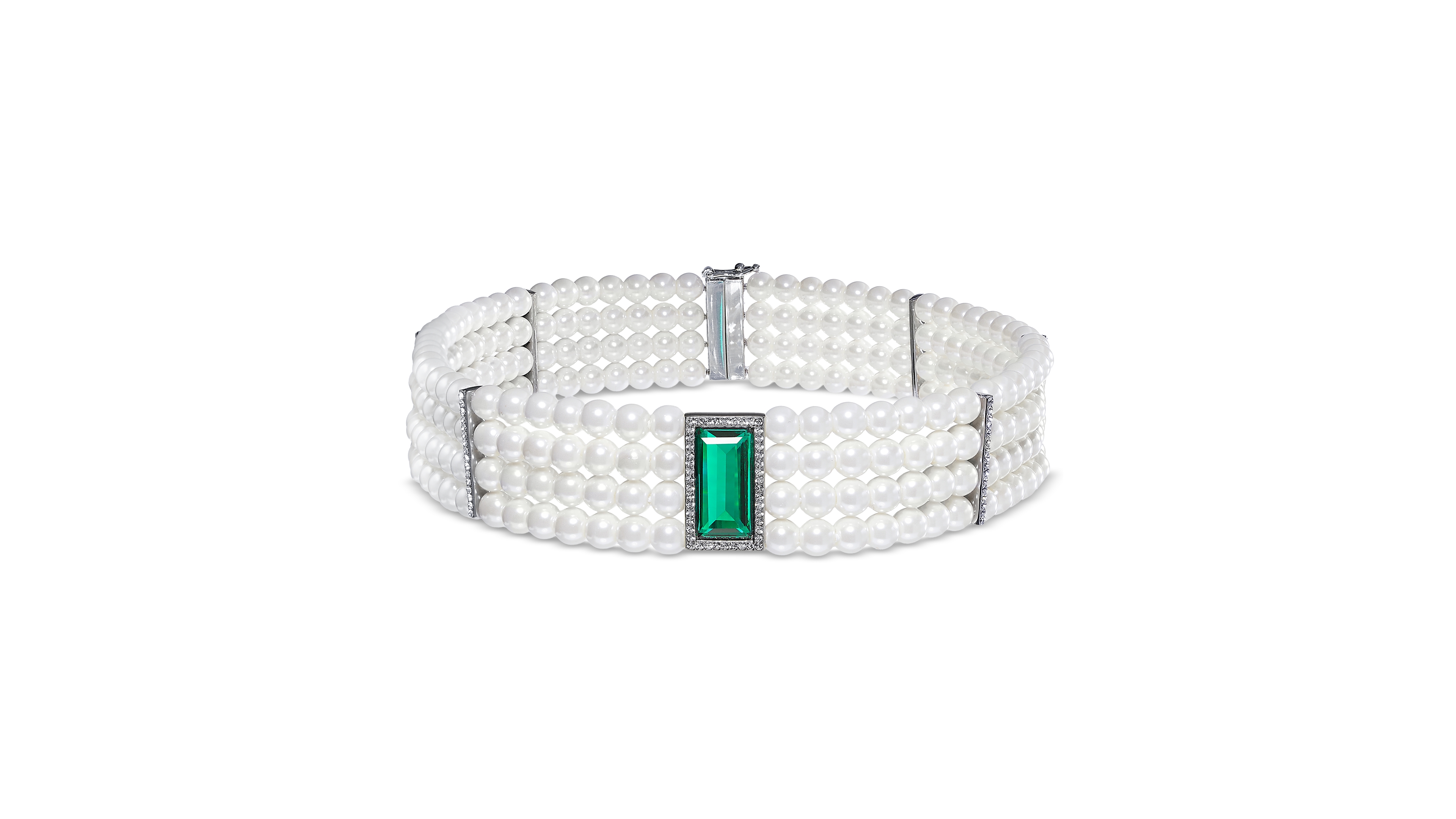 Lauren Ralph Lauren Women's Silver-Tone Imitation Pearl and Crystal Choker Necklace