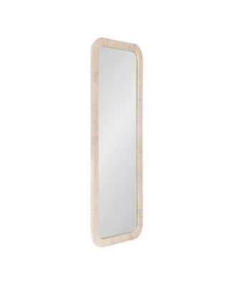 Rahfy Rectangle Framed Wall Mirror 24 x 36, Use as Round Bathroom Mirror for Over Sink or Bedroom Mirror, Authentic Rattan Frame