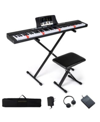 88-Key Electric Piano Keyboard with Lighted Keys, 8-Piece Bundle, Ages 6+