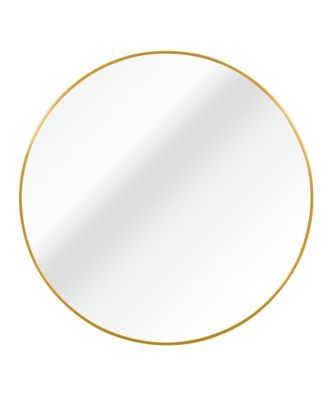 30 Inch Metal Framed Round Wall Mirror Modern Sleek Vanity Wall Mirror for Bathroom Living Room