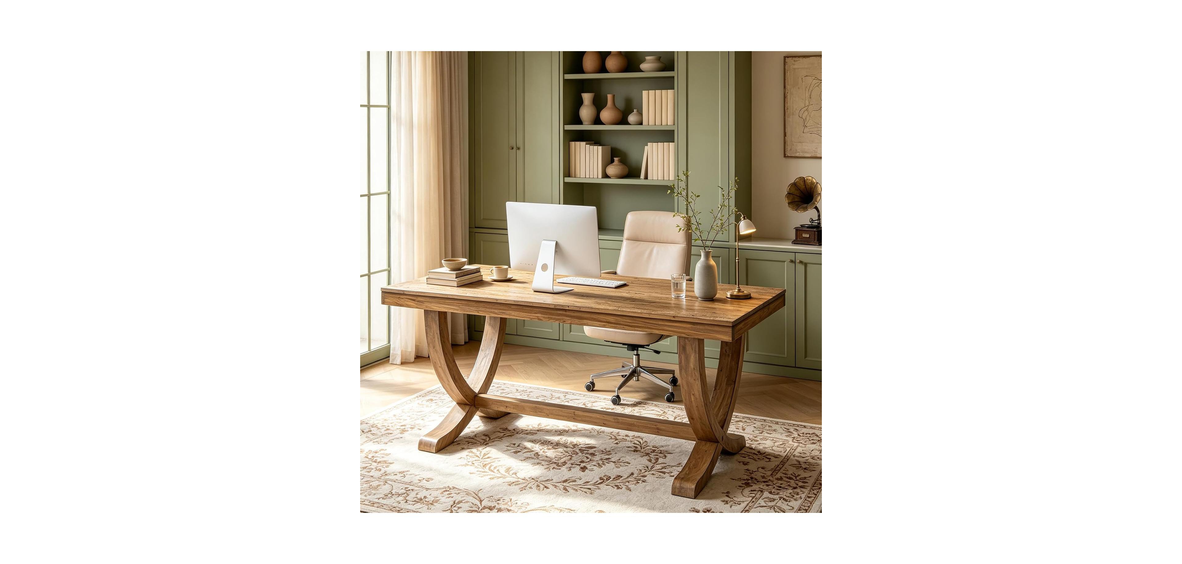 Tribesigns 63" Solid Wood Executive Desk, Home Office Computer Desk