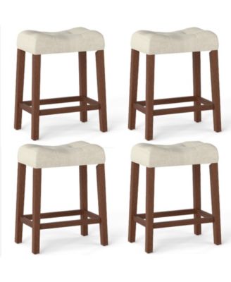 Set of 4 Upholstered Counter Height Bar Stool with Curved Saddle-Seat