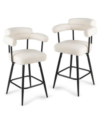 Swivel Bar Stool Set of 2 Counter Height Chairs with Curved Back and Arms
