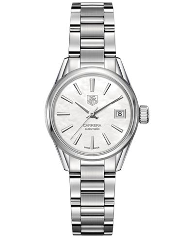TAG Heuer Women's Swiss Automatic Carrera Lady Stainless Steel Bracelet Watch 28mm WAR2411.BA0776