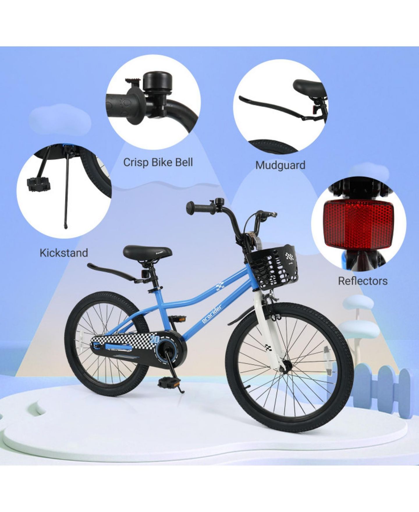 Детская игрушка SUGIFT 20 Inch Kids Bike with Dual Brake System, 143 lbs Capacity, Ages 8+, цвет: Тёмно-синий — фото 8