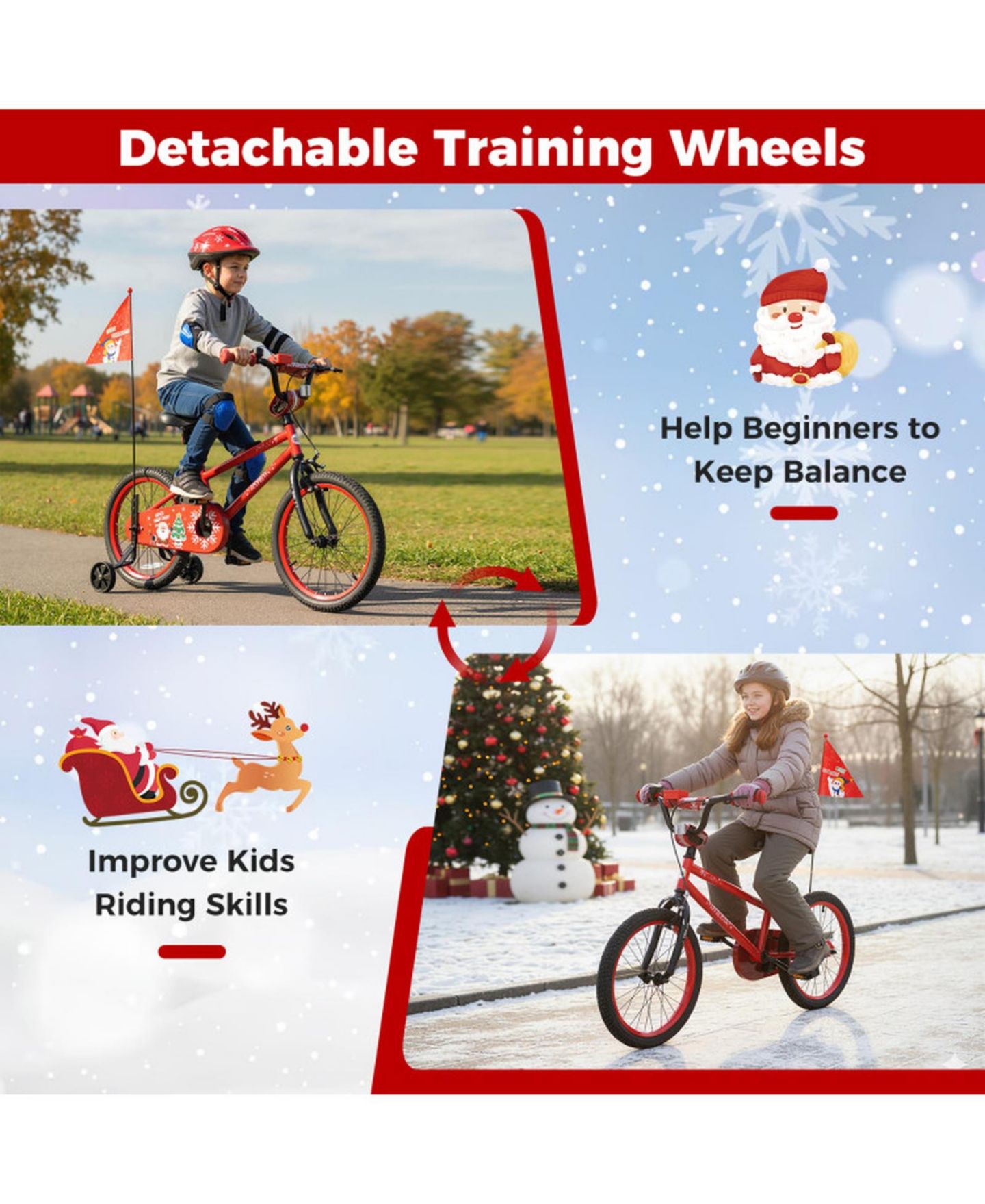 Детская игрушка SUGIFT 18 Inch Holiday Edition Kids Bike with Built-in Music and Triple Brakes, Ages 4-8, цвет: Красный — фото 9