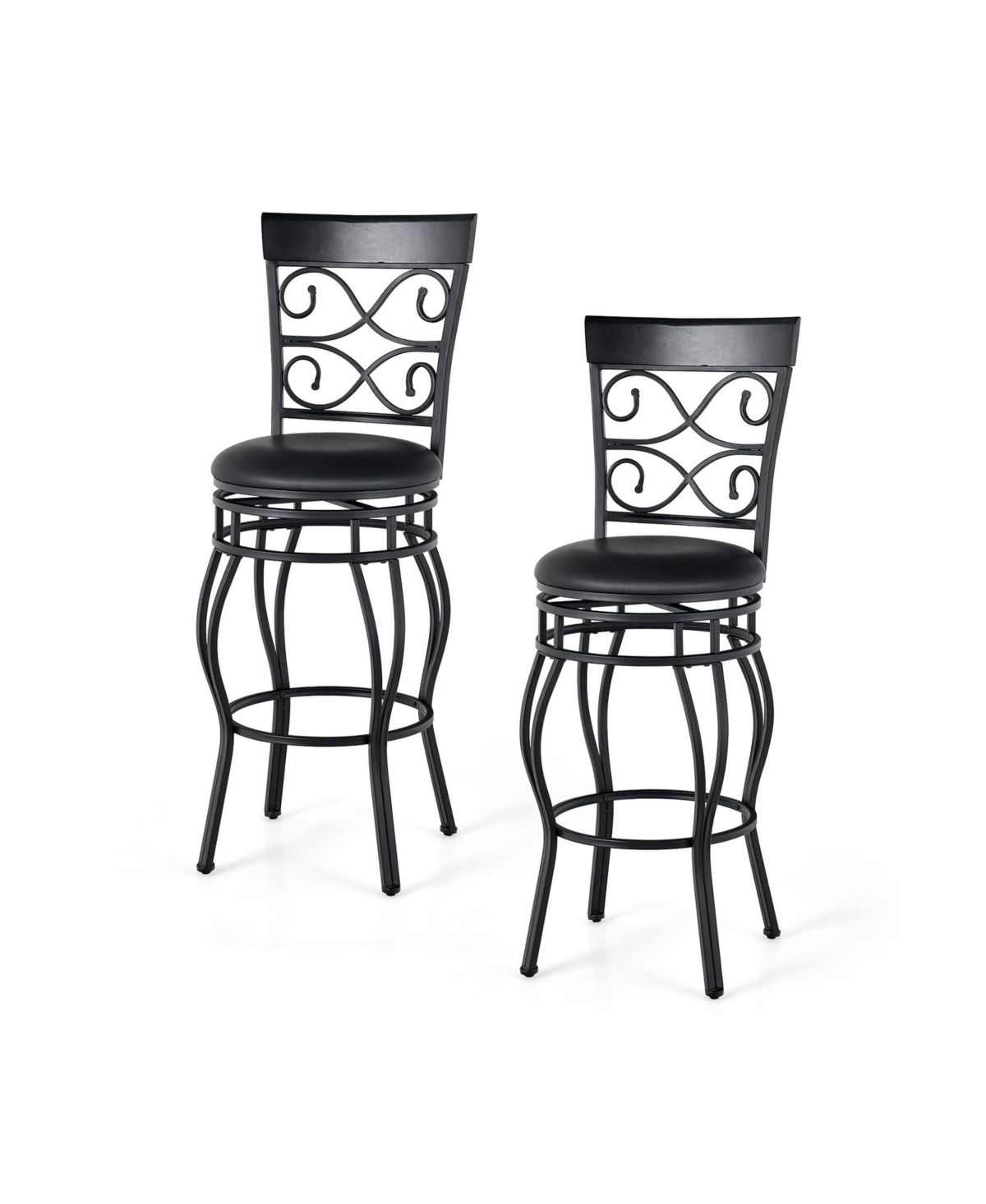 Mecale 2-Piece 30 360 Degree Swivel Bar Stools with Leather Padded Seat