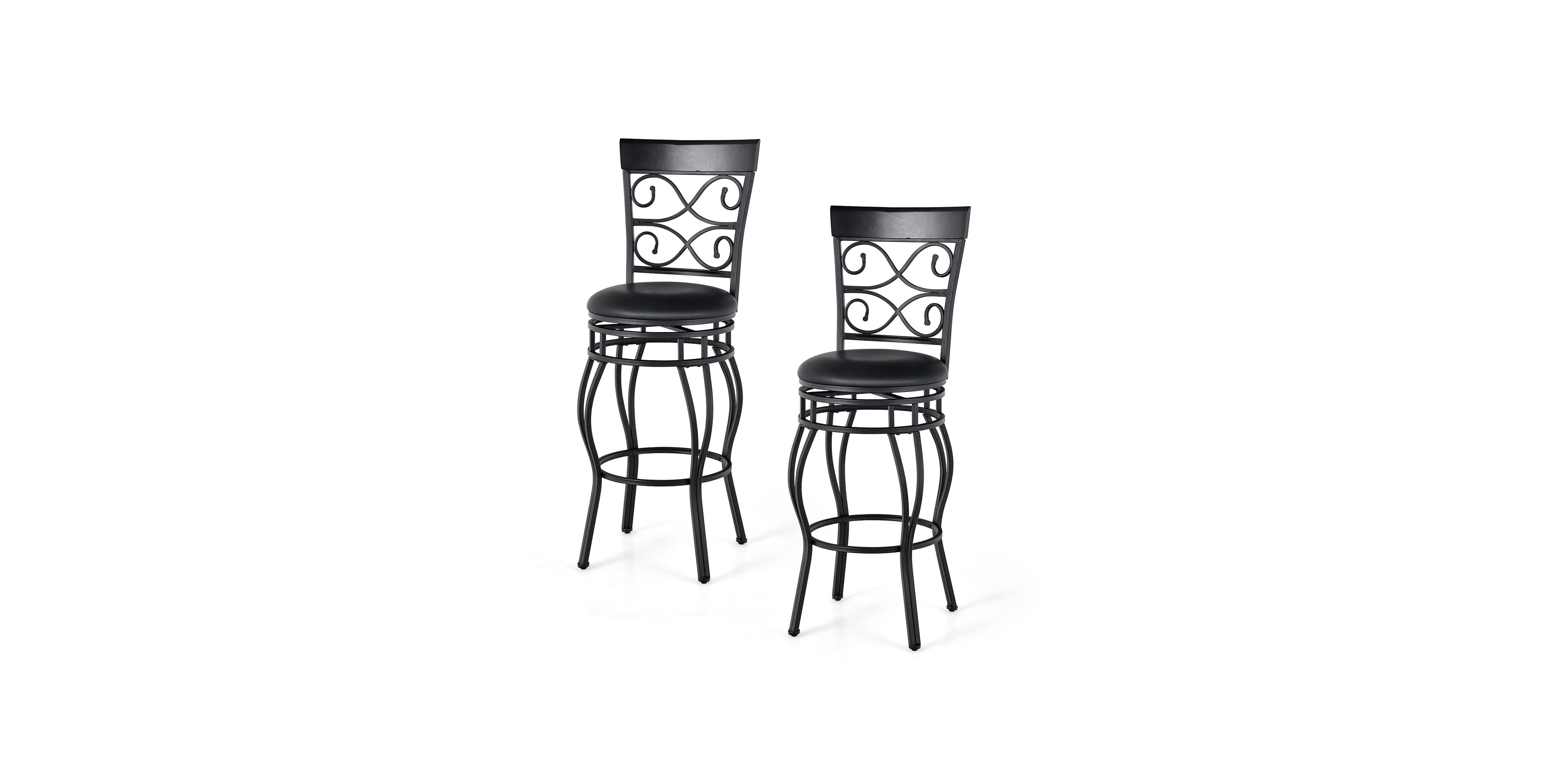 Mecale 2-Piece 30 360 Degree Swivel Bar Stools with Leather Padded Seat