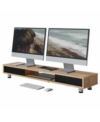Dual Monitor Stand Height-Adjustable 2-Tier Desk Organizer