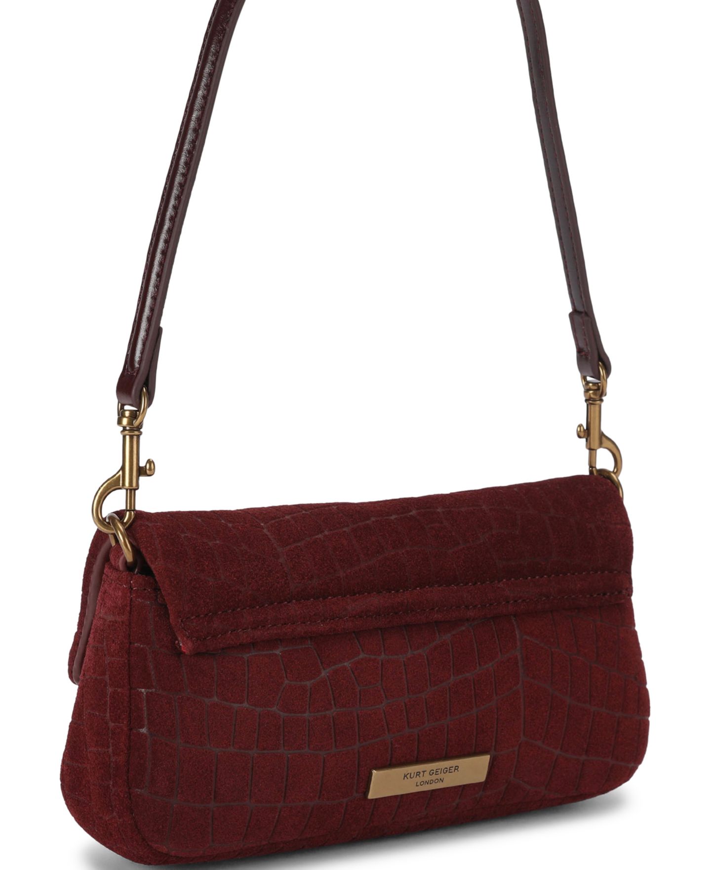 Женская сумка Kurt Geiger London Small Pickle Embossed Suede Shoulder, цвет: Винный — фото 2