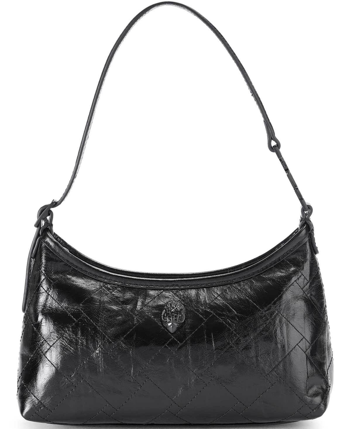Kurt Geiger London Kurt Small Sling Crinkled Leather Shoulder Handbag - Black
