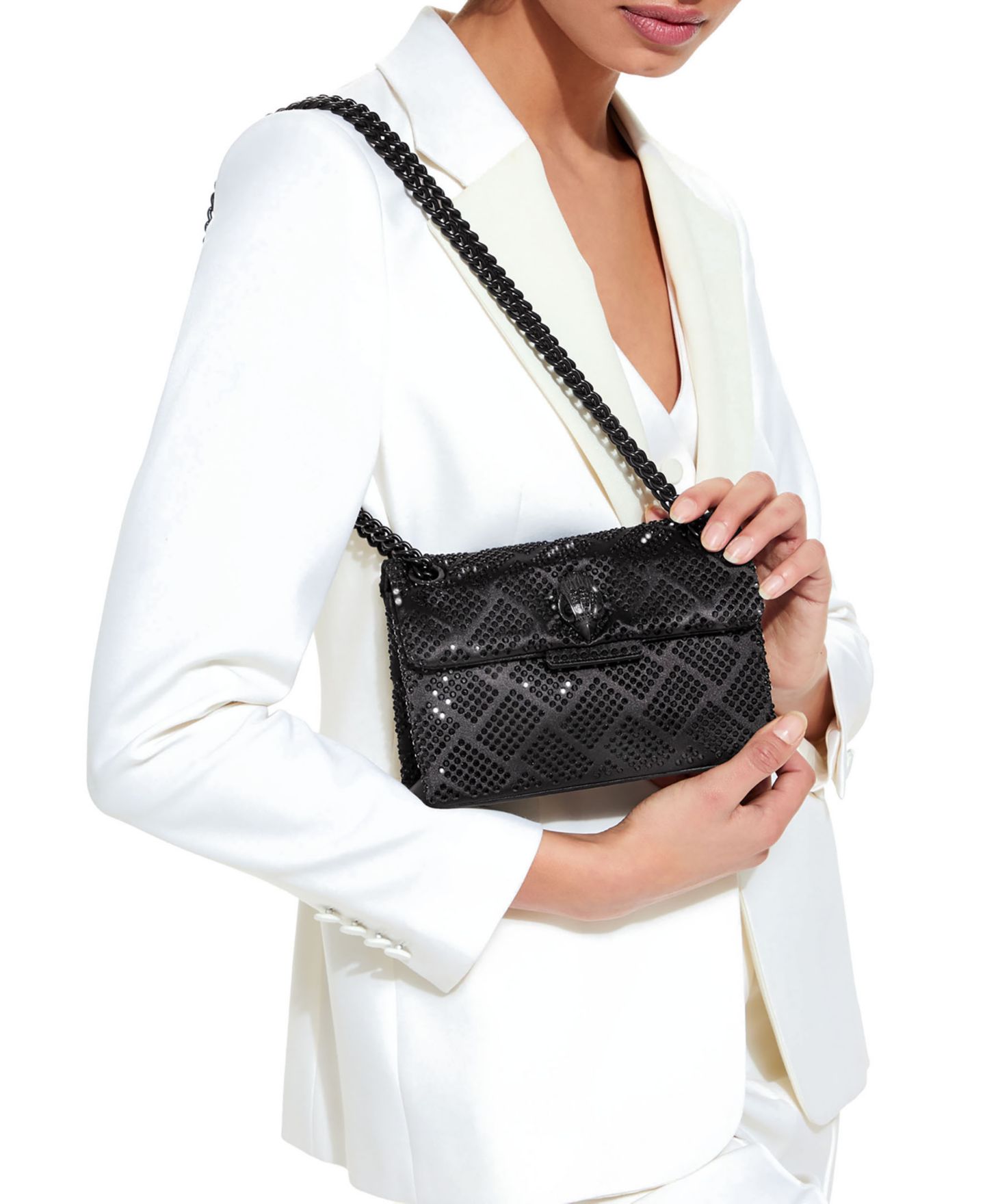 Женская сумка Kurt Geiger London Mini Crystal Kensington Embellished Crossbody, цвет: Чёрный — фото 2