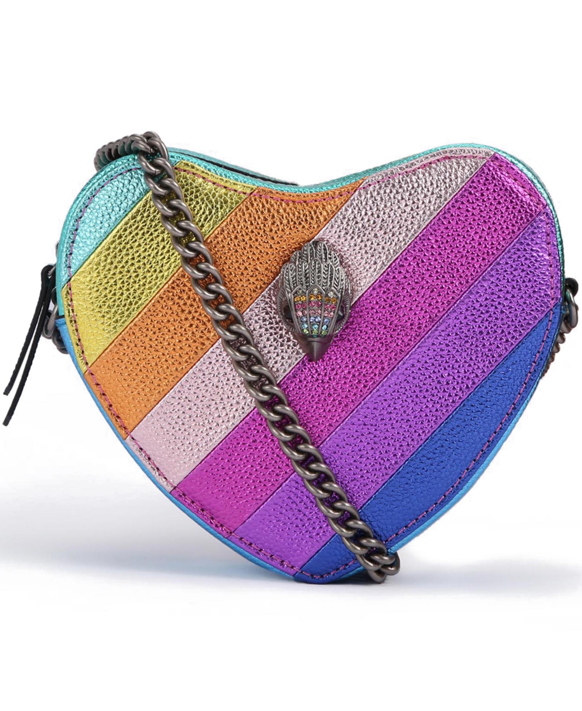 Kurt Geiger Small Kensington Heart Leather Crossbody Handbag In Multi