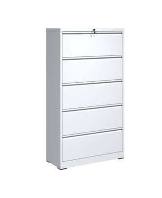 5 Drawer Steel Lateral File Cabinet Locking Wide Legal Size 550lb Capacity