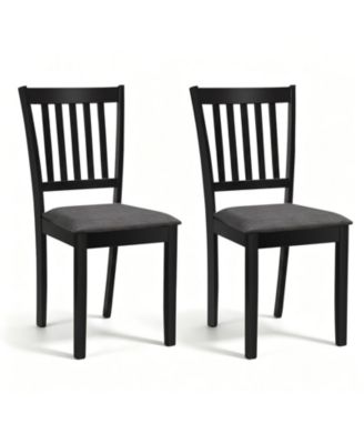 Set of 2 Wooden Dining Chairs Upholstered Kitchen Chairs with Rubber Wood Frame