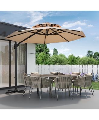 10' Cantilever Patio Umbrella with Steel Frame, 360degree(s) Rotation, UV-Protective Fade-Resistant Canopy for Garden, Deck and Backyard
