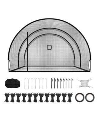 22.2 x 12.1 x 7.9 Feet Freestanding Portable Baseball Batting Cage with Pitching Machine Opening