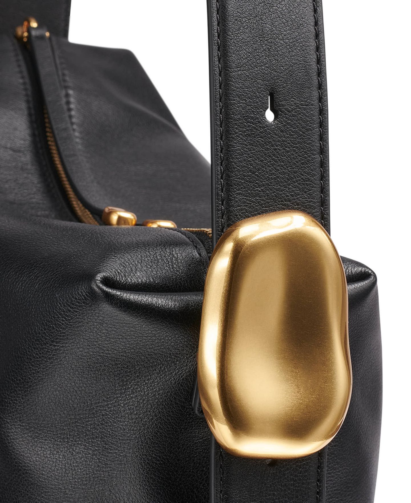 Женская сумка Donna Karan New York Heather Leather Medium Shoulder Handbag, цвет: Чёрный / Золотой — фото 6