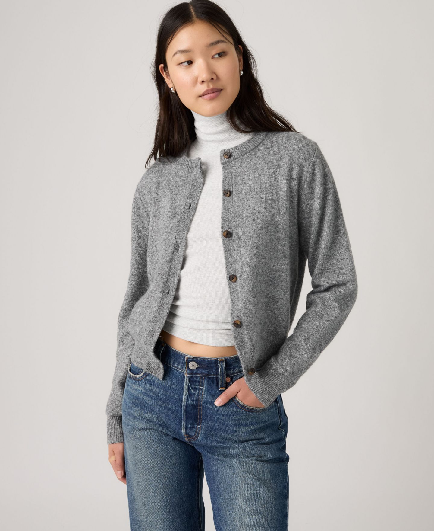 Женский кардиган Levi's Claire Wool-Blend, цвет: Тёмный меланжевый серый — фото 2