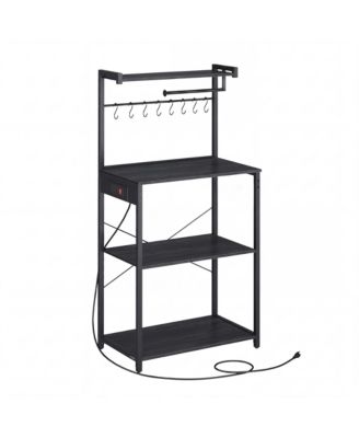 Kitchen Bakers Rack with Power Outlet, 4-Tier Microwave Stand, 23.6 x 15.8 x 55.1 inches