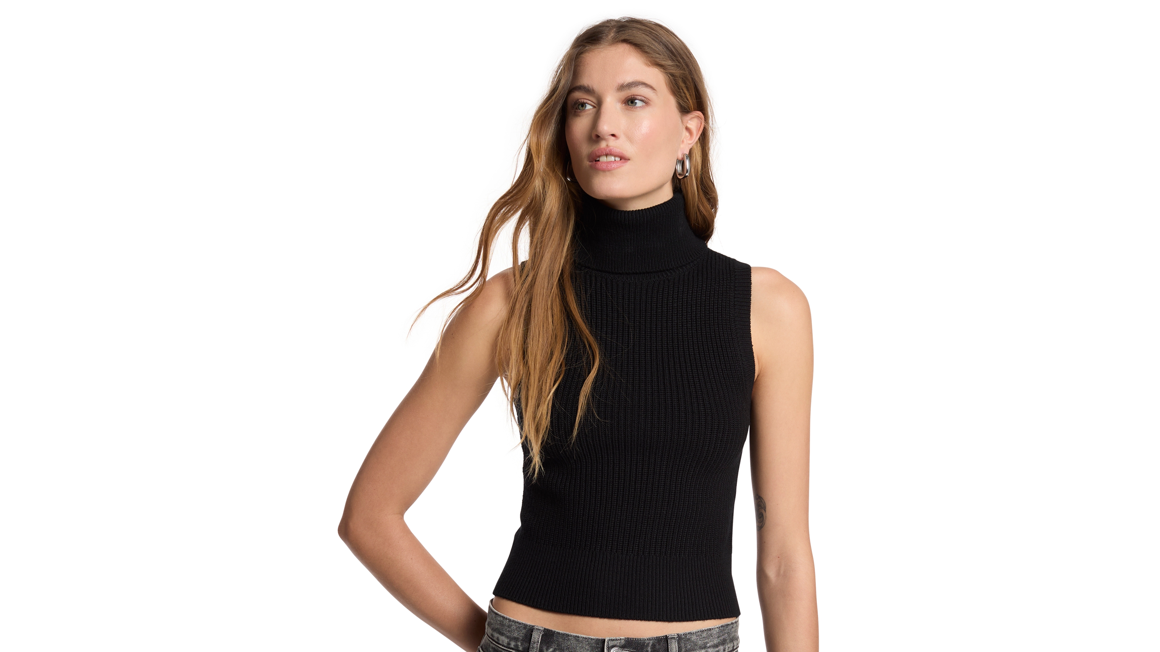 Michael Kors Women's Merino Wool Sleeveless Turtleneck Sweater Vest