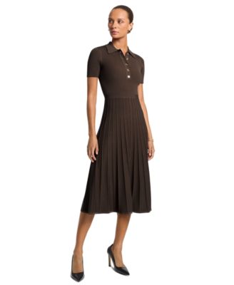 Michael Kors Women's Polo Collar Short-Sleeve Midi Dress