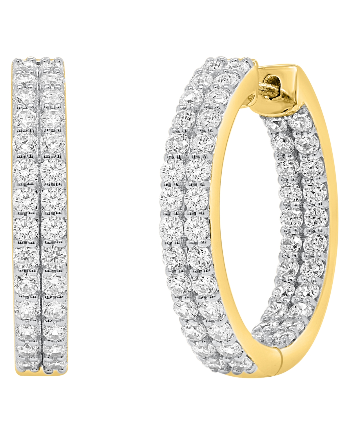 Forever Grown Diamonds Lab-Grown Diamond Double Row Inside Out Hoop Earrings (2 ct. t.w.) Sterling Silver