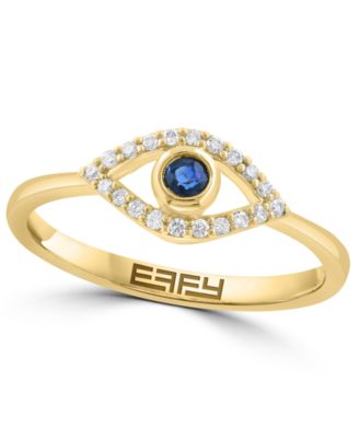 Diamond (1/10 ct. t.w.) and Sapphire (1/10 ct. t.w.) Ring in 14K Yellow Gold
