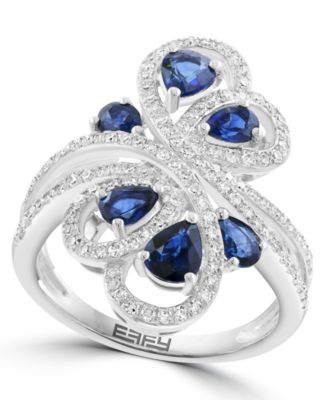 Sapphire and Diamond Statement Ring (1/2 ct. t.w. Diamond, 1-3/8 ct. Sapphire) in 14k White Gold