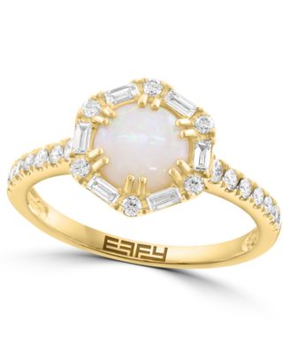 Opal and Diamond Round Ring (5/8 ct. t.w. Opal, 3/8 ct. t.w. Diamond) in 14k Yellow Gold