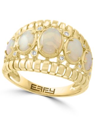 Opal and Diamond Cocktail Ring (1-3/8 ct. t.w. Opal, 1/20 ct. t.w. Diamond) in 14k Yellow Gold